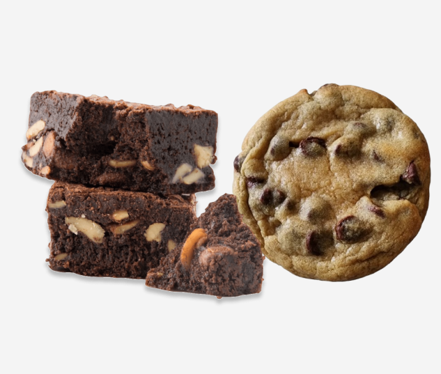 Delicious dessert options including brownies and cookies